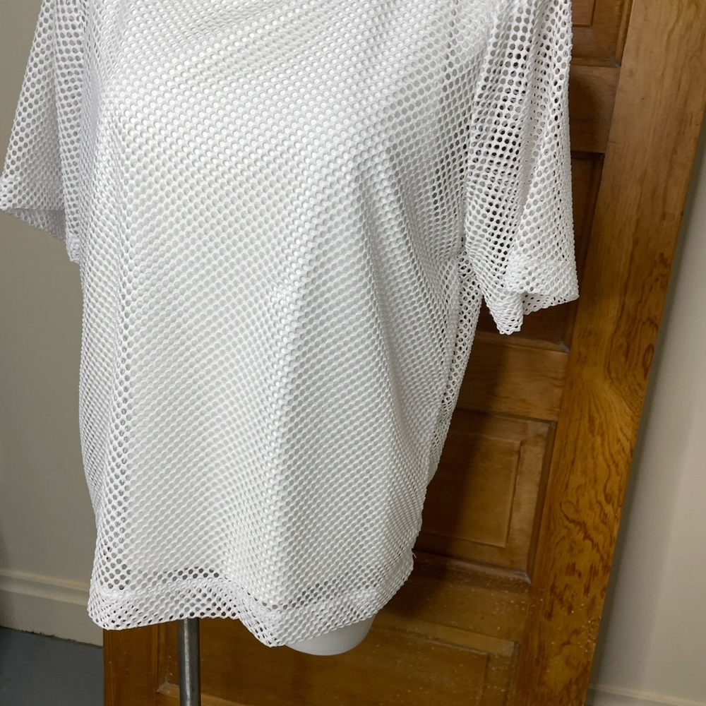 Banana Republic White Mesh Layered Short Sleeve Crewneck Blouse - Picture 8 of 16